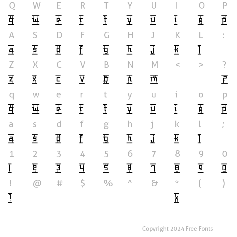 Character Map of Big In America Regular