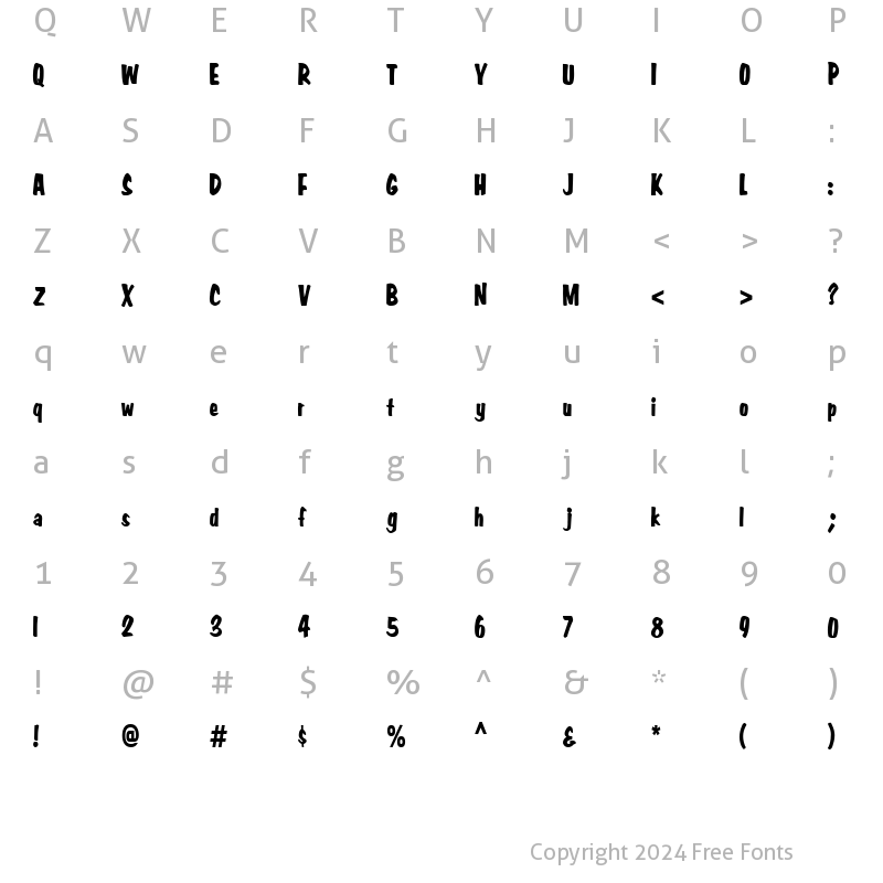 Character Map of Big Nib-Condensed Normal