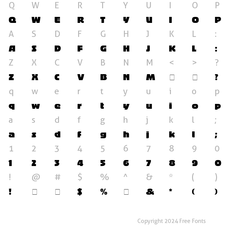 Character Map of Bigband LT Regular