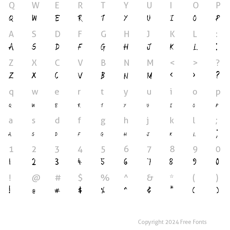 Character Map of BigBang Regular