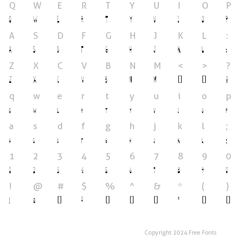 Character Map of BigBottomTall Skinny Regular