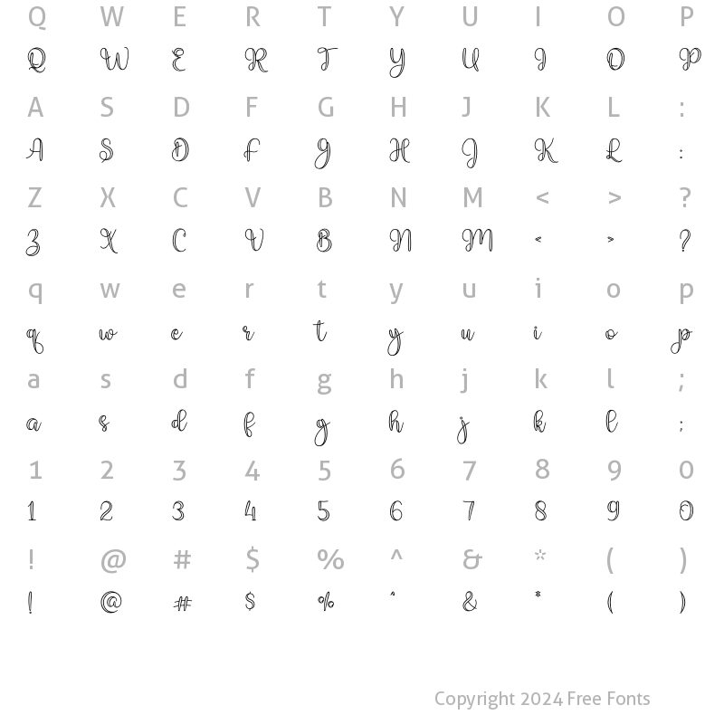 Character Map of Bigcake Outline Regular