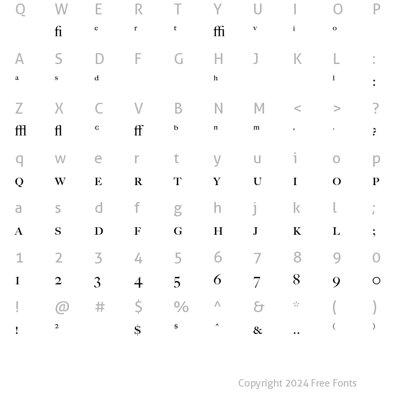 Character Map of BigCaslon Exp Regular