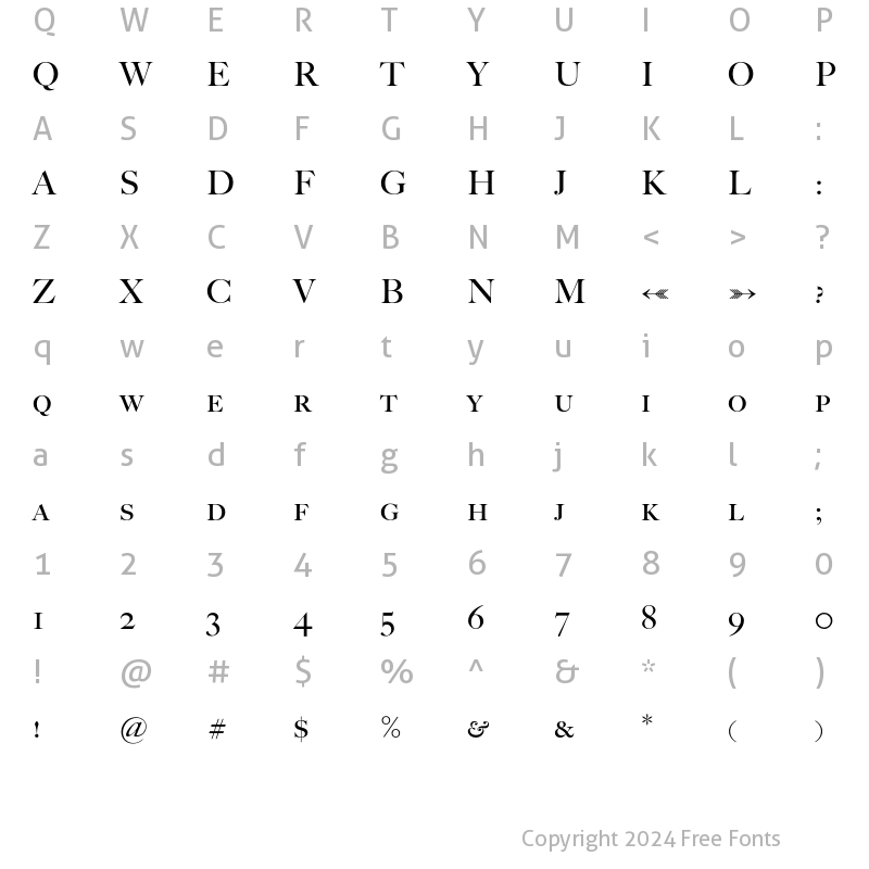 Character Map of BigCaslon SCap Regular