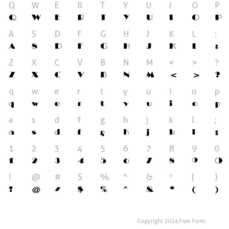 Character Map of BIGCITY-Normal Wide Regular