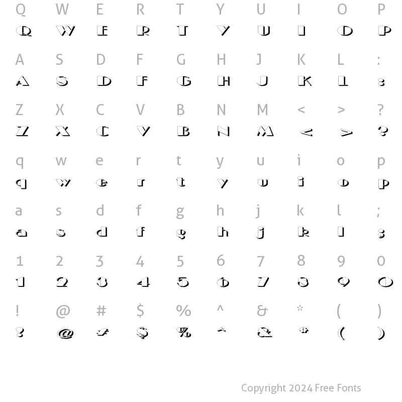 Character Map of BIGCSHAD-Normal Extended Regular