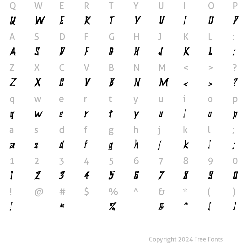 Character Map of BigDaddy Oblique