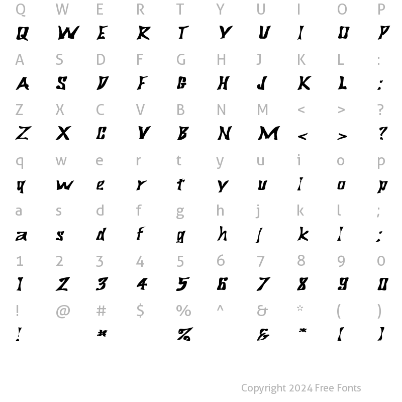 Character Map of BigDaddyExtended Oblique