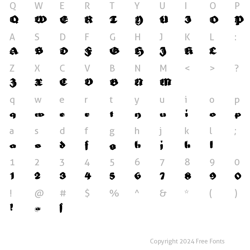 Character Map of BigElla Regular