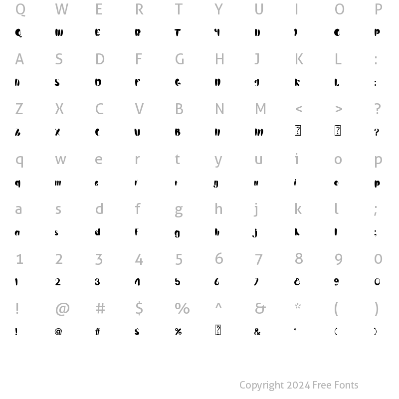 Character Map of Bigfoot Regular