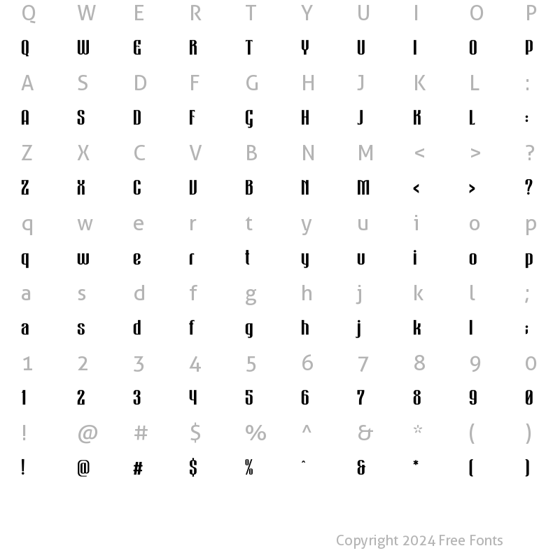 Character Map of Bigiebang Regular