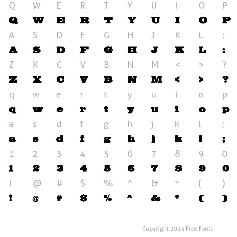 Character Map of BigMummy Regular