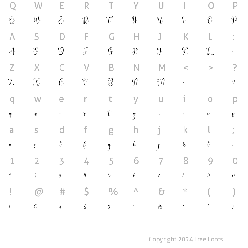 Character Map of Bigola Regular