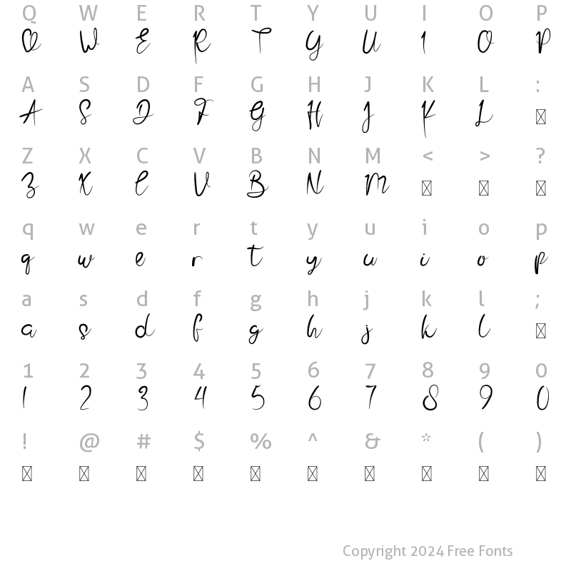 Character Map of Bihollie Regular