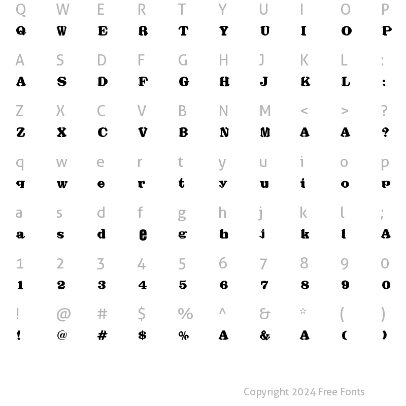 Character Map of Bikini Codiene