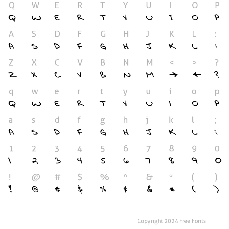 Character Map of Bikly Bold Extreme Lefty Font Regular