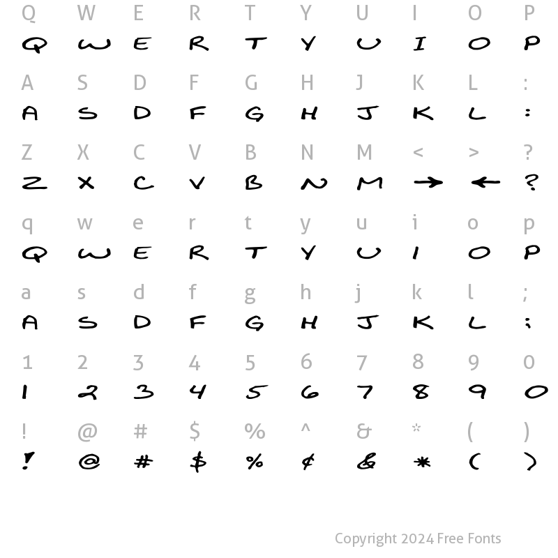 Character Map of BiklyBoldFont Extended Regular