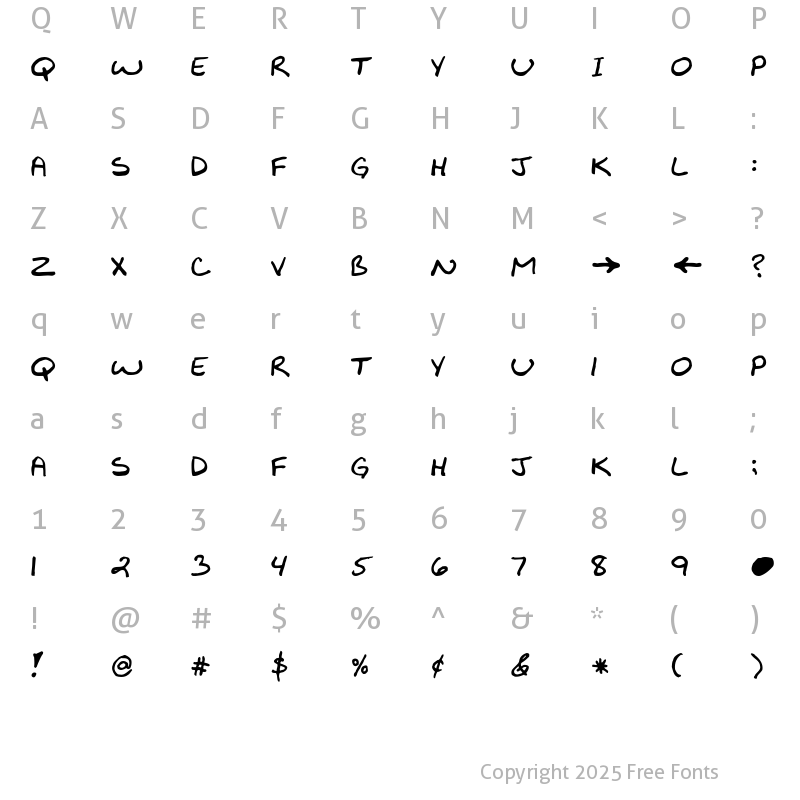 Character Map of BiklyBoldFont Regular