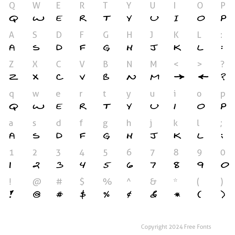 Character Map of BiklyBoldFont Wide Regular