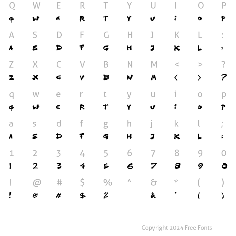 Character Map of Bilaross vector Regular