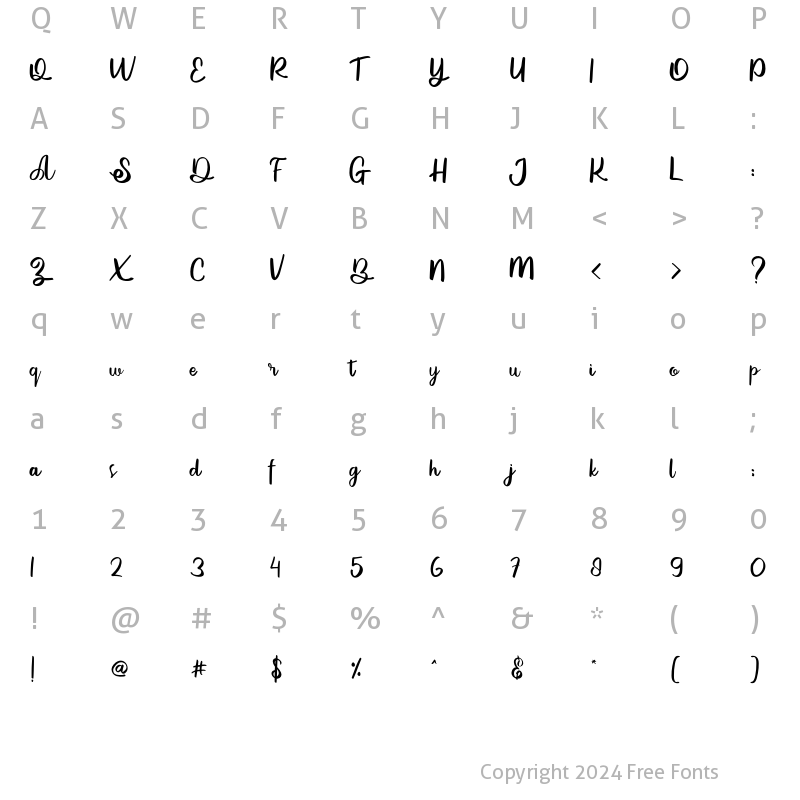 Character Map of Bilesa Regular