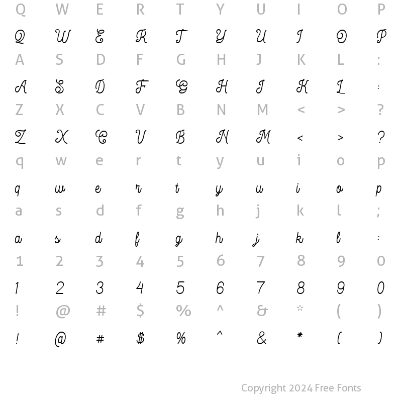 Character Map of Bilgosia Script