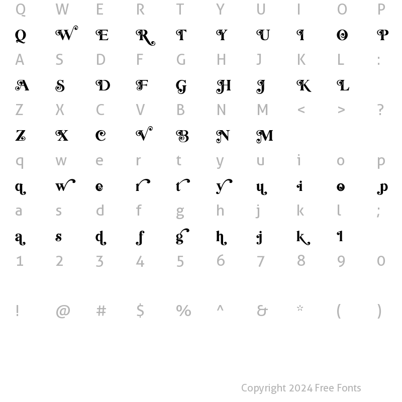 Character Map of Bilingual Serif Alternate Font Regular