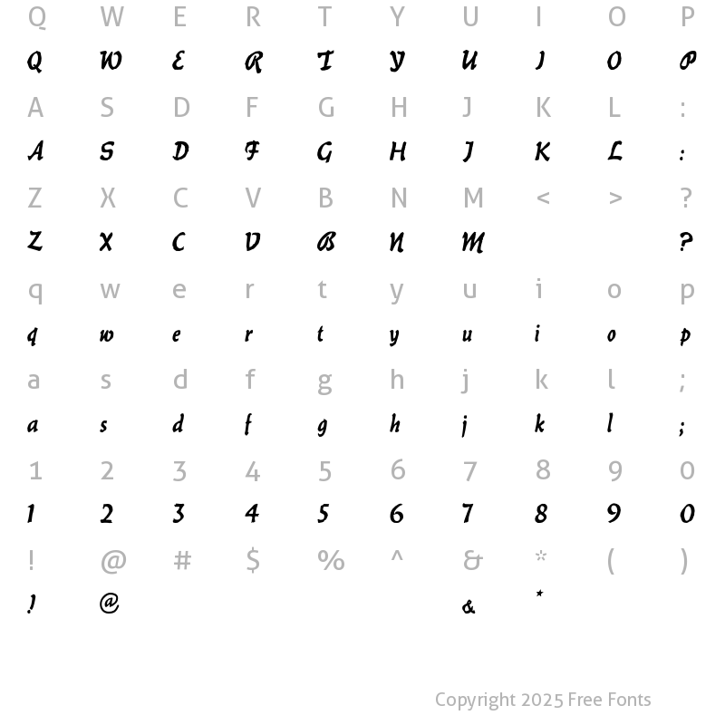 Character Map of Bilitis Regular