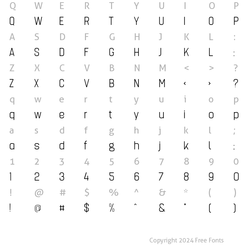 Character Map of Billian Light