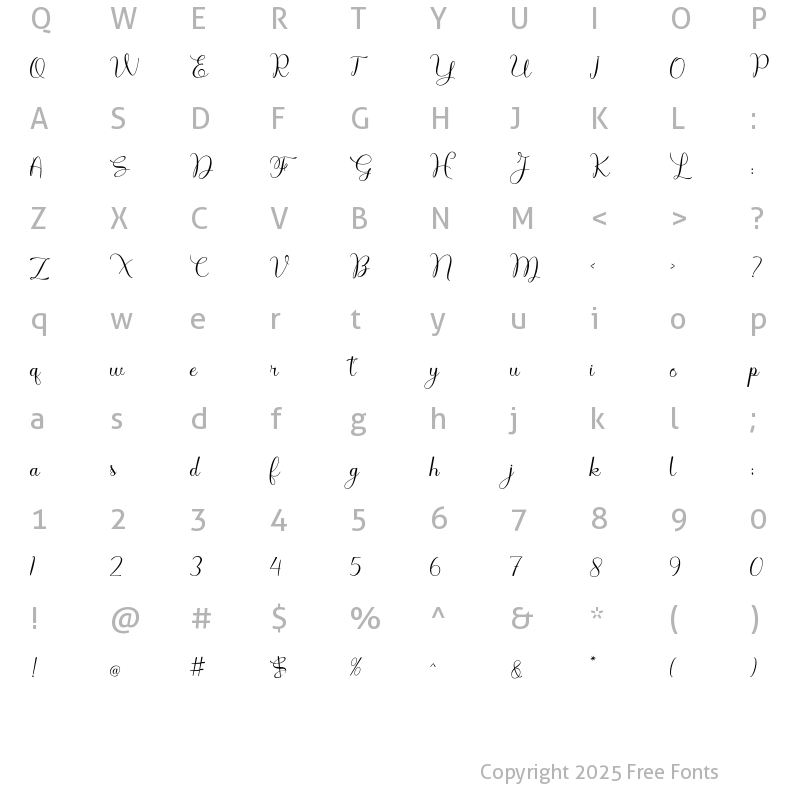 Character Map of Billie Endria Regular