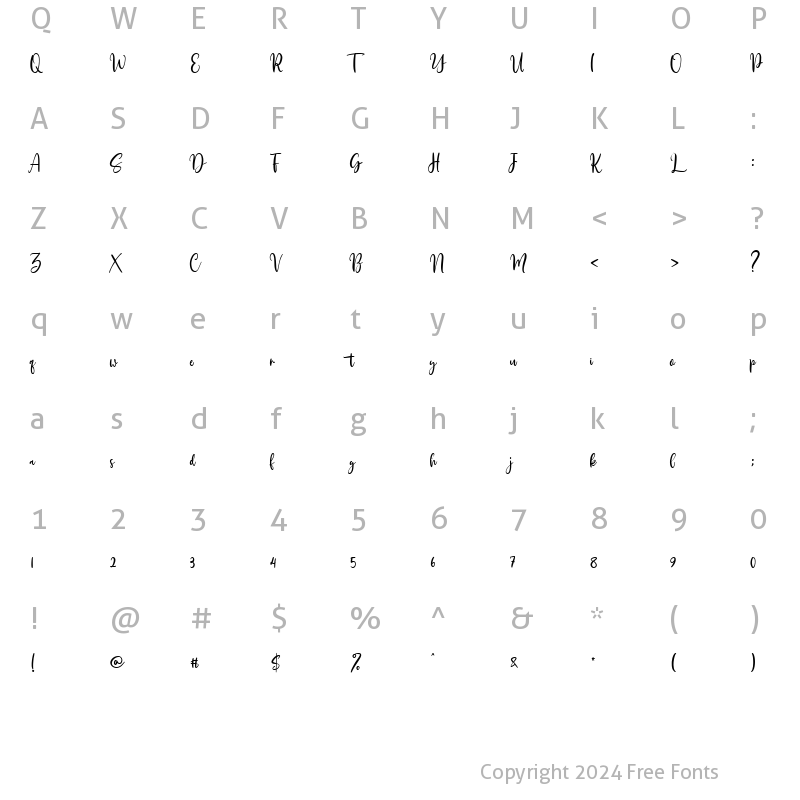 Character Map of Billijanes alt Regular