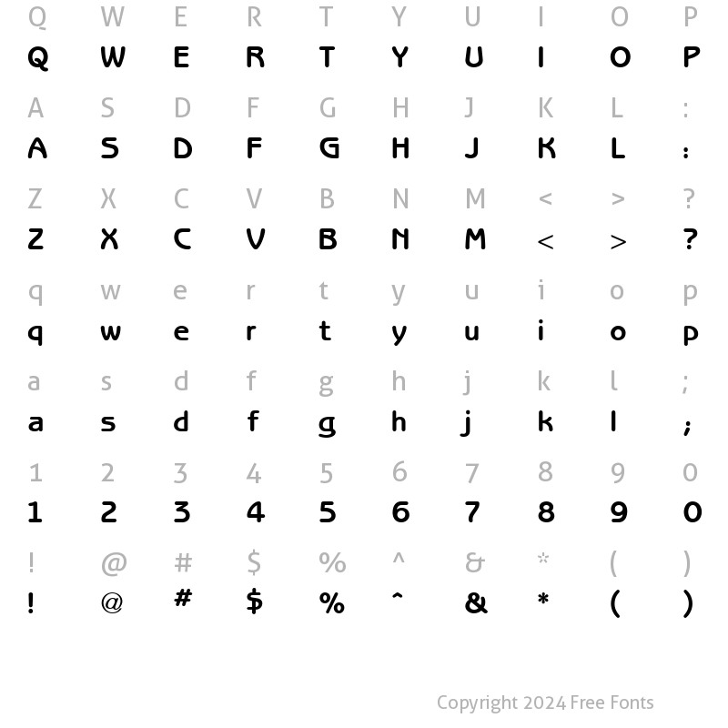 Character Map of Billiton Gothic Regular