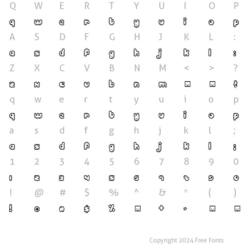 Character Map of Billo Dream Regular