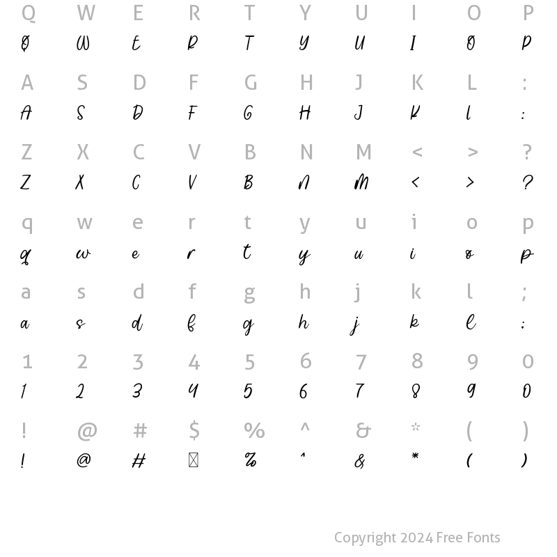 Character Map of Billowy Regular