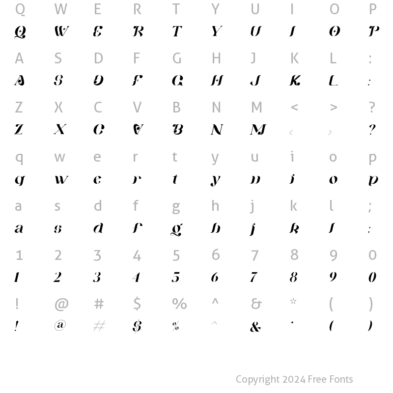 Character Map of Billqo Italic