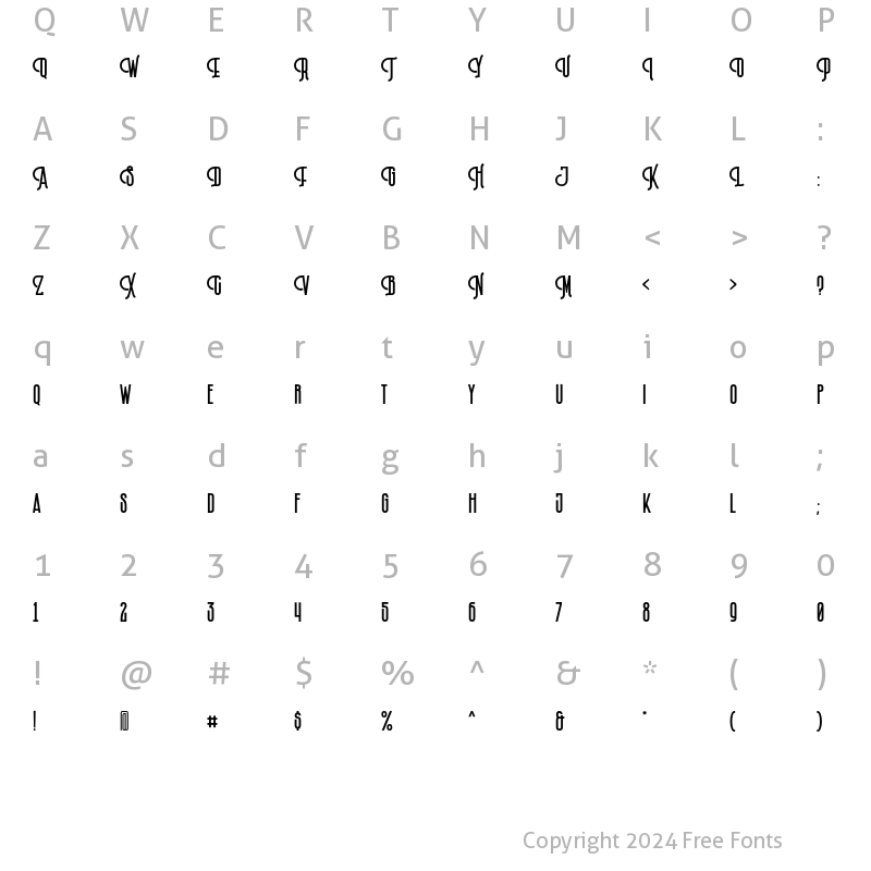 Character Map of Billrocks Regular