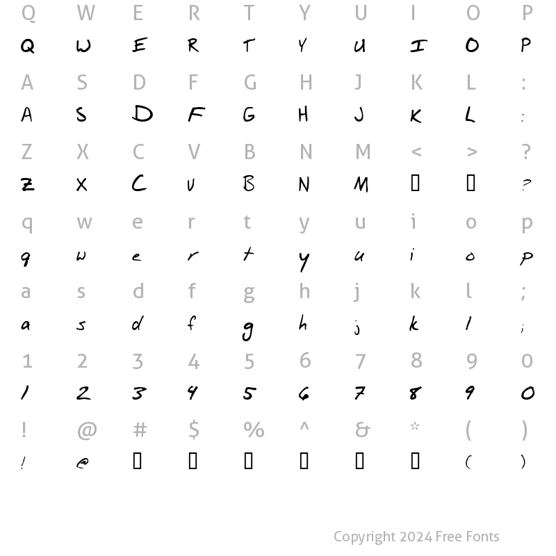 Character Map of Billshw Normal