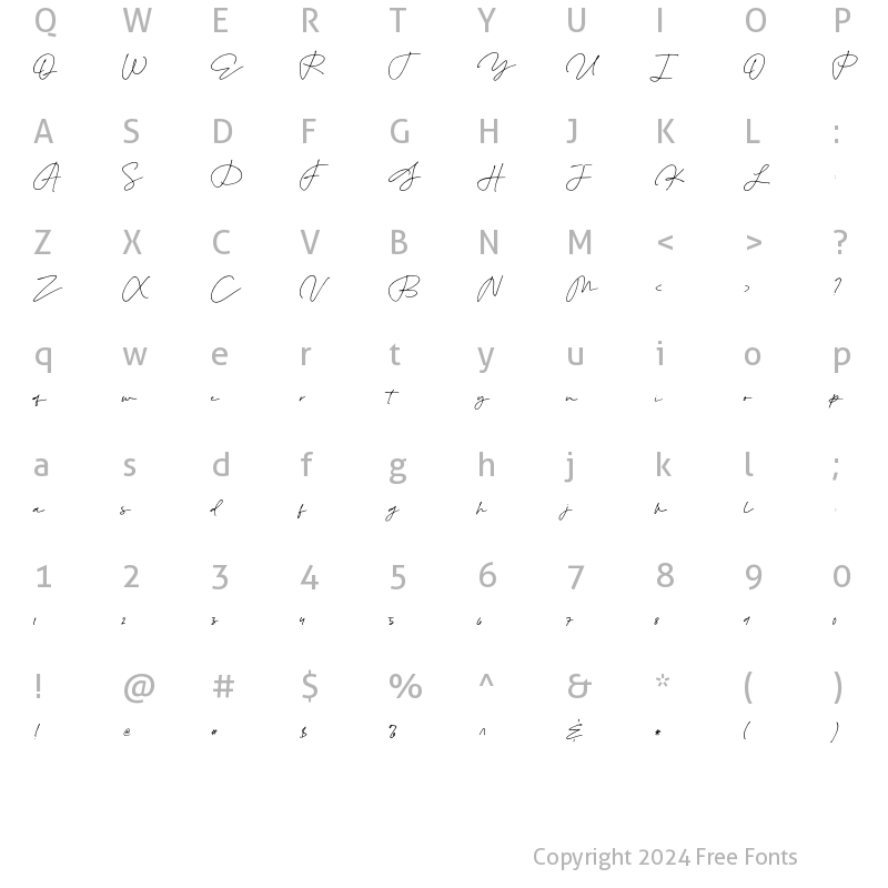 Character Map of Billy Smith Regular