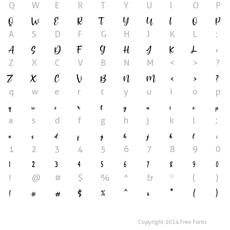 Character Map of Billy Stephanie Regular