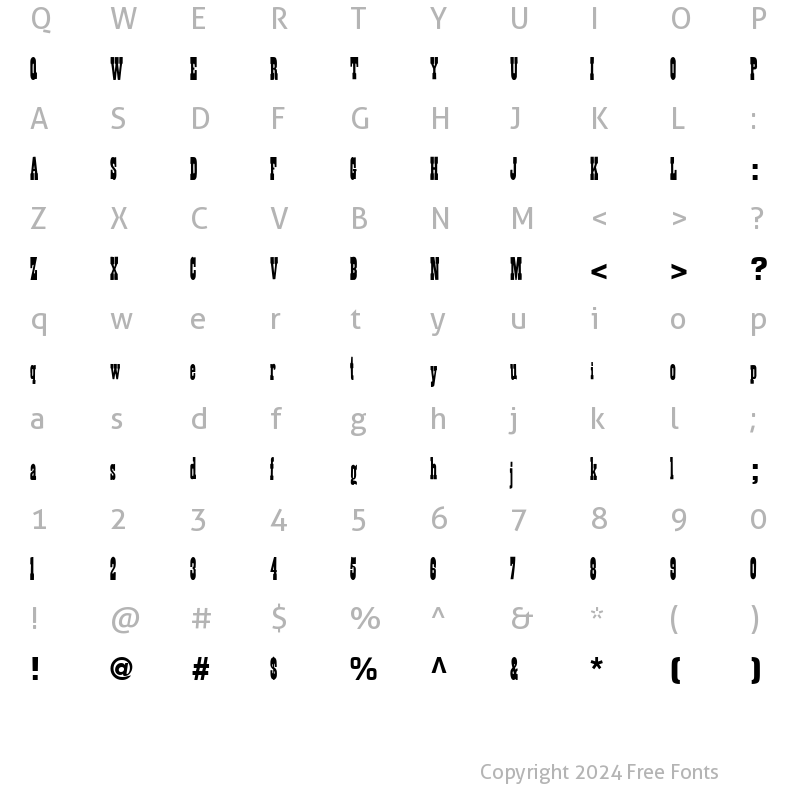 Character Map of Billy ttnorm Regular