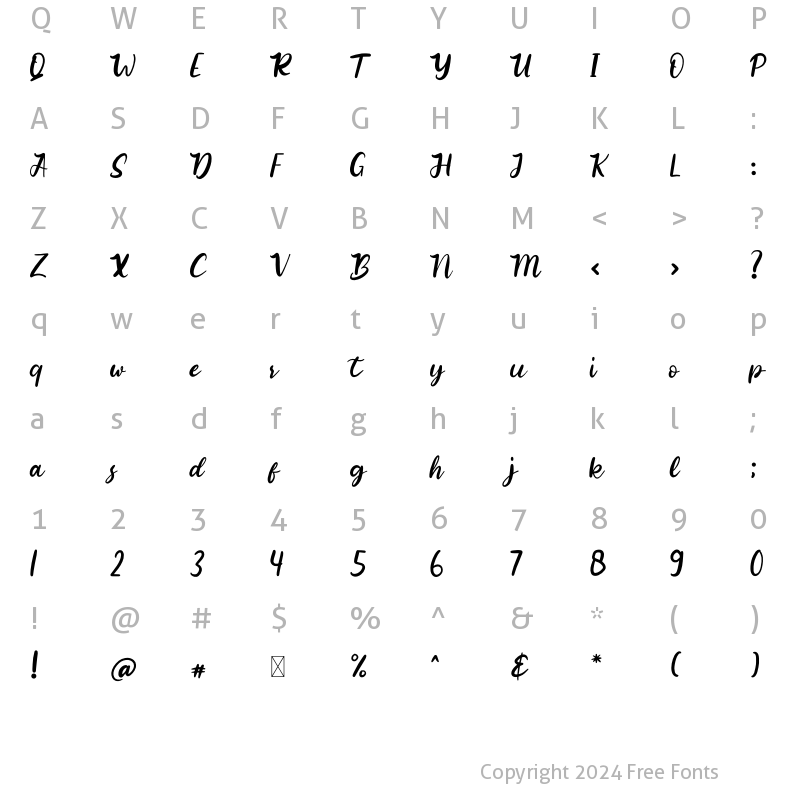 Character Map of Billyard Regular