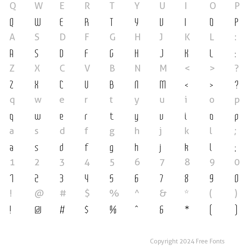 Character Map of Bilokos Pro ExtraLight