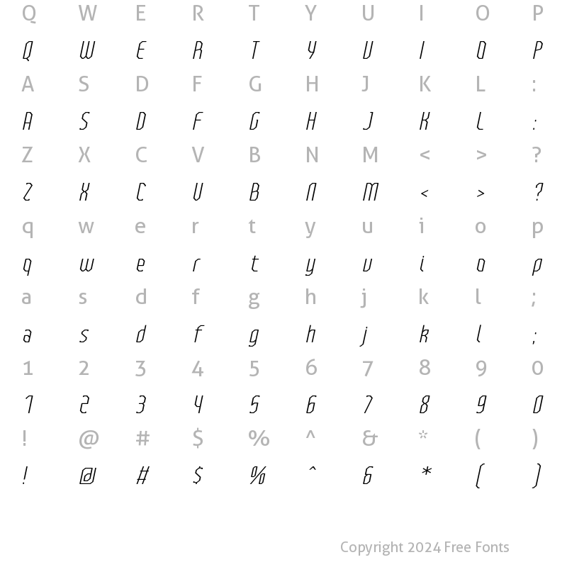 Character Map of Bilokos Pro ExtraLight Italic