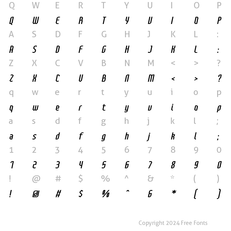 Character Map of Bilokos Pro Italic