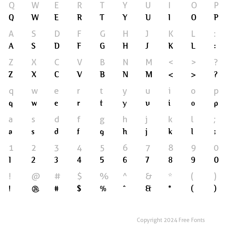 Character Map of Binary ITC Std Bold