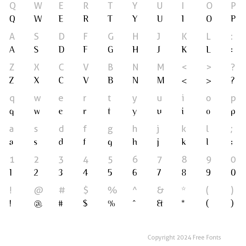 Character Map of Binary ITC Std Light