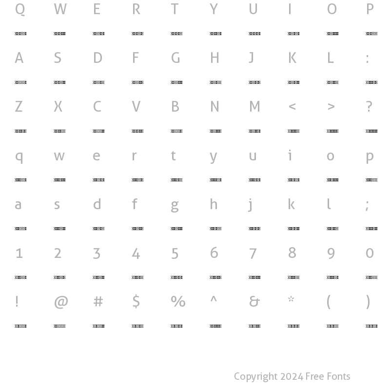 Character Map of Binary X 01s BRK Regular