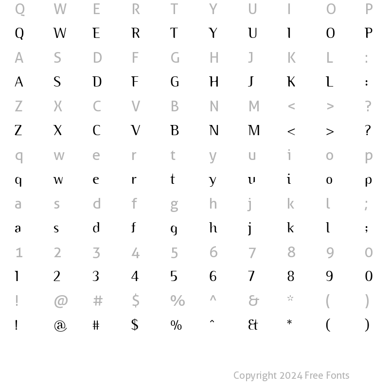 Character Map of BinaryITC TT Light