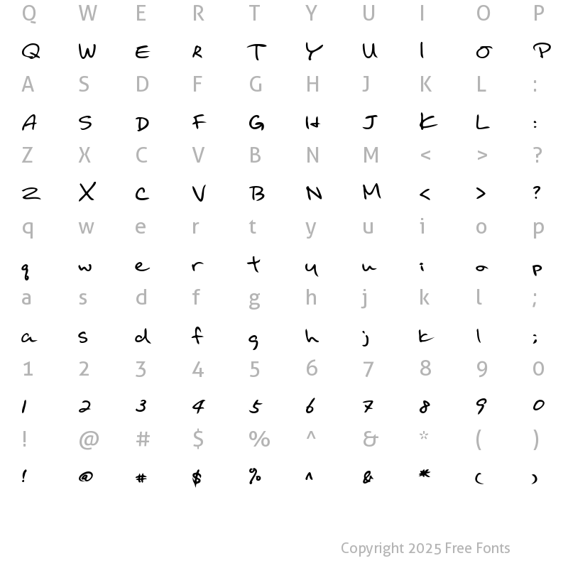 Character Map of BinghamsHand Bold