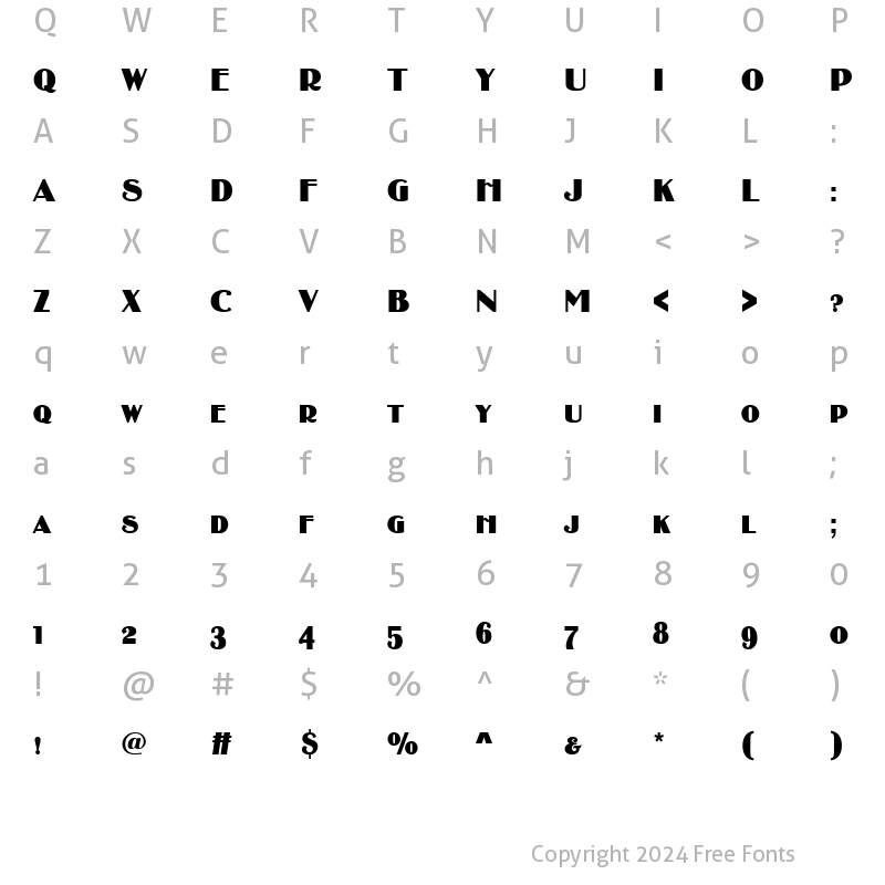 Character Map of BinnerSCD Regular